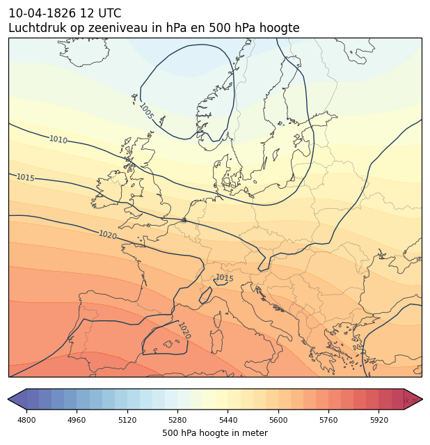 Weerkaart van 10 april 1826 om 12 UTC