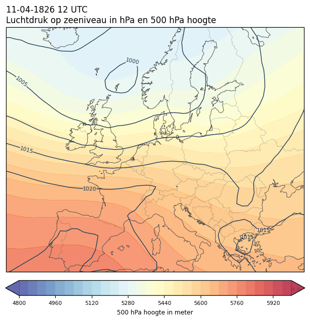 Weerkaart van 11 april 1826 om 12 UTC