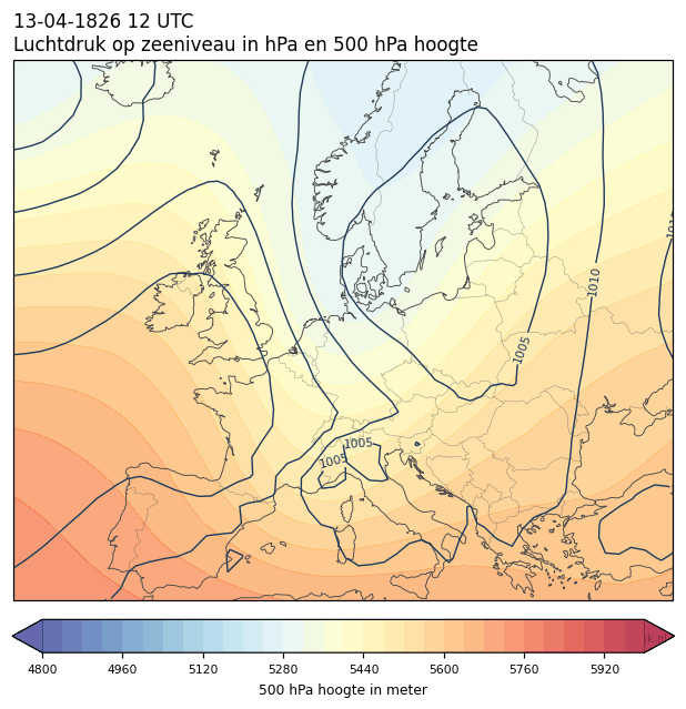 Weerkaart van 13 april 1826 om 12 UTC