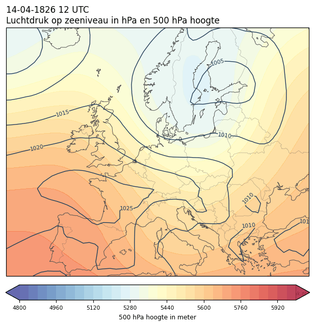Weerkaart van 14 april 1826 om 12 UTC