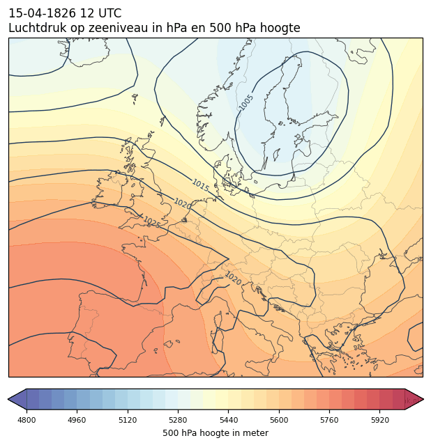Weerkaart van 15 april 1826 om 12 UTC