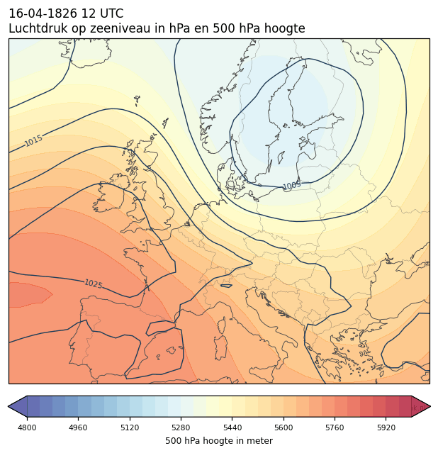 Weerkaart van 16 april 1826 om 12 UTC