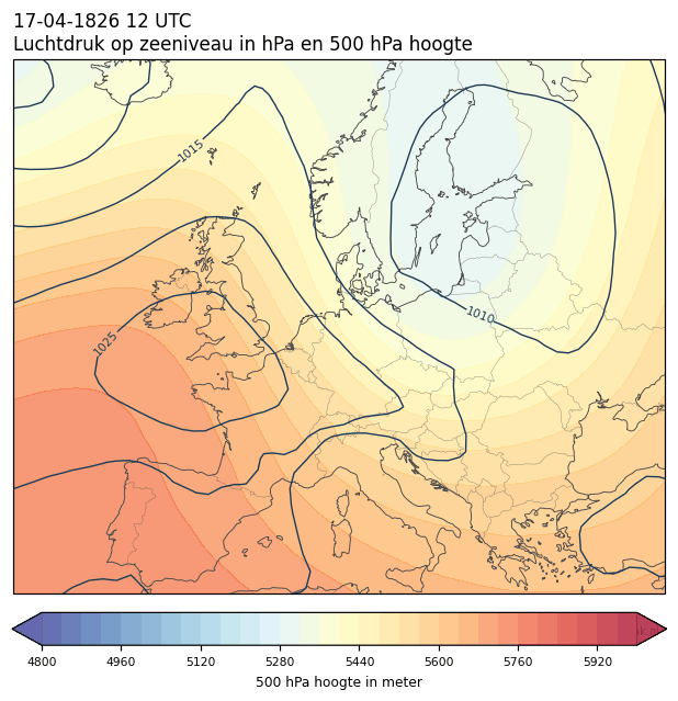 Weerkaart van 17 april 1826 om 12 UTC