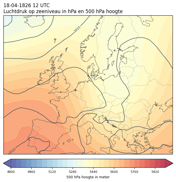 Weerkaart van 18 april 1826 om 12 UTC