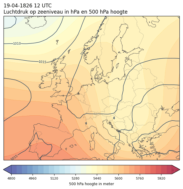 Weerkaart van 19 april 1826 om 12 UTC