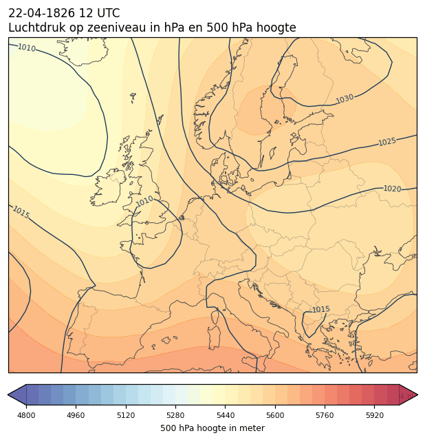 Weerkaart van 22 april 1826 om 12 UTC