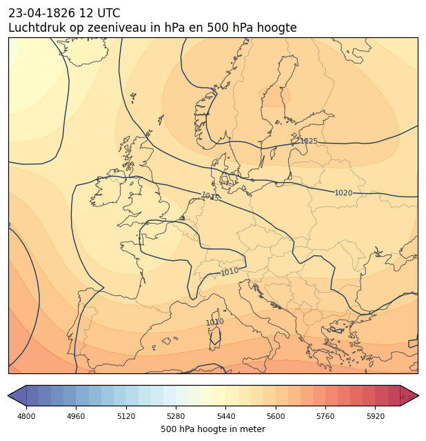 Weerkaart van 23 april 1826 om 12 UTC