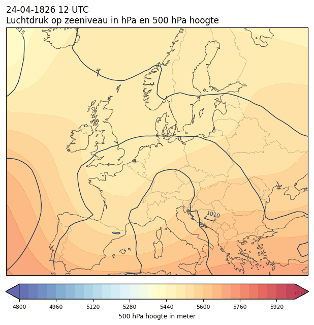 Weerkaart van 24 april 1826 om 12 UTC