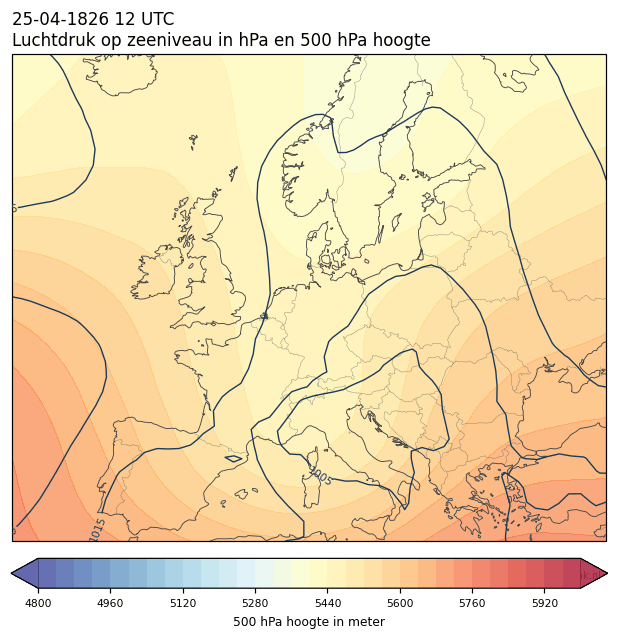 Weerkaart van 25 april 1826 om 12 UTC