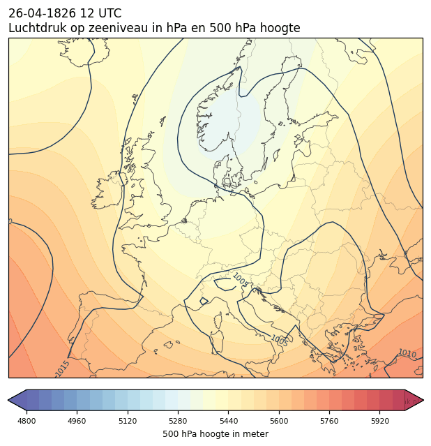 Weerkaart van 26 april 1826 om 12 UTC