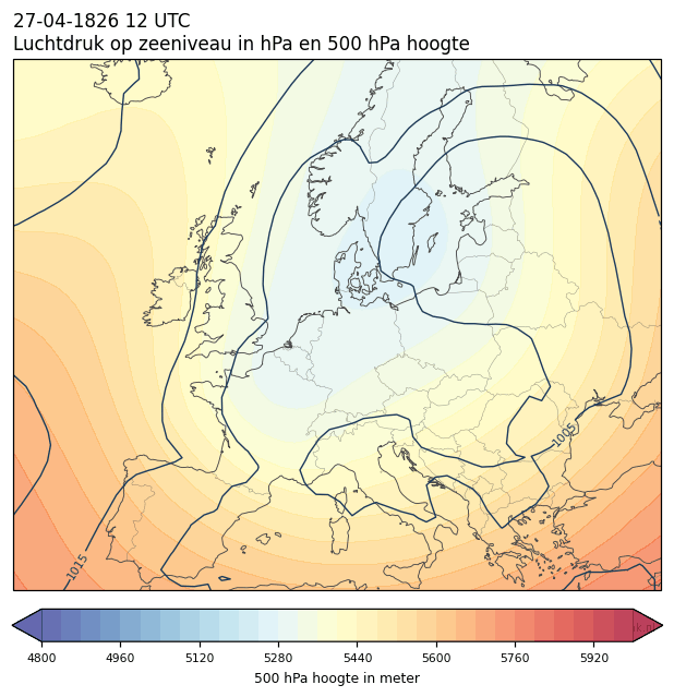 Weerkaart van 27 april 1826 om 12 UTC