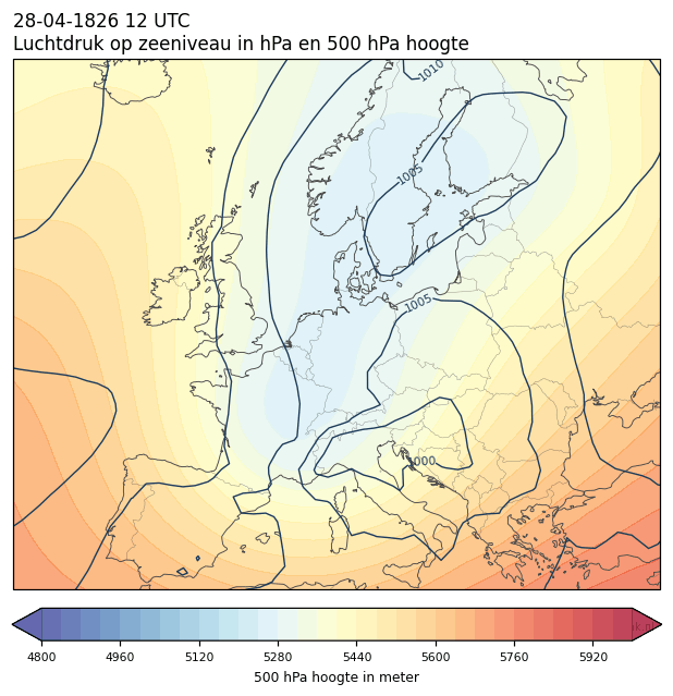 Weerkaart van 28 april 1826 om 12 UTC