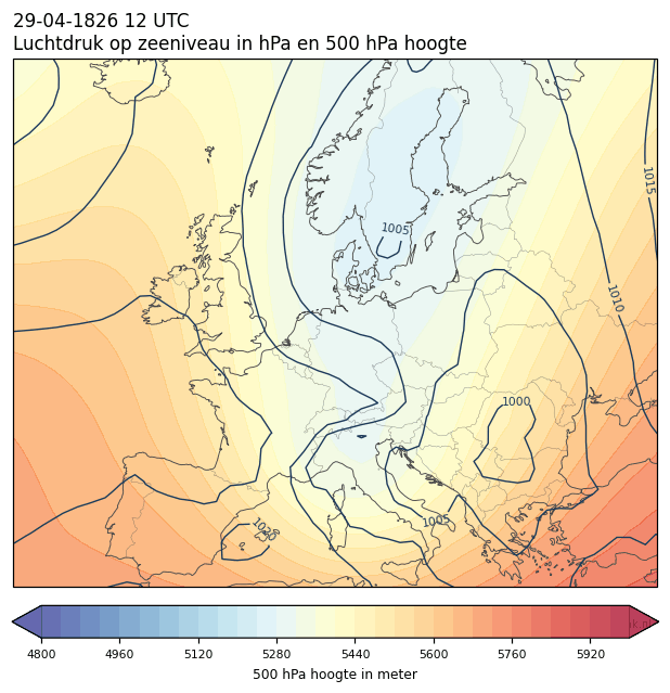 Weerkaart van 29 april 1826 om 12 UTC