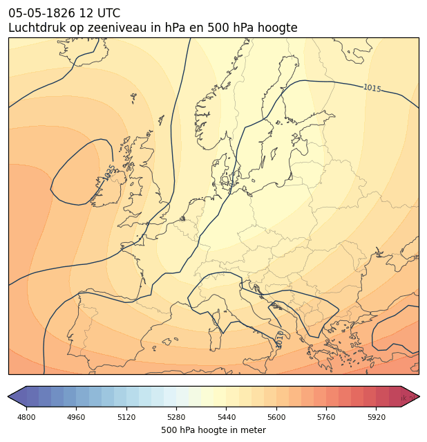 Weerkaart van 5 mei 1826 om 12 UTC