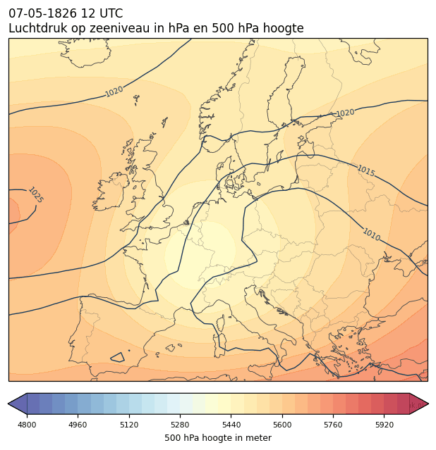 Weerkaart van 7 mei 1826 om 12 UTC