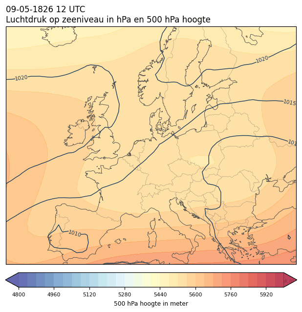 Weerkaart van 9 mei 1826 om 12 UTC