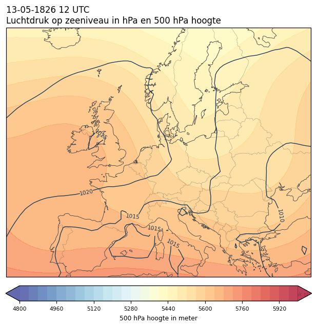 Weerkaart van 13 mei 1826 om 12 UTC