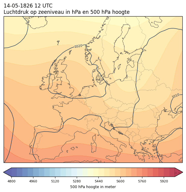 Weerkaart van 14 mei 1826 om 12 UTC
