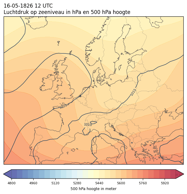 Weerkaart van 16 mei 1826 om 12 UTC