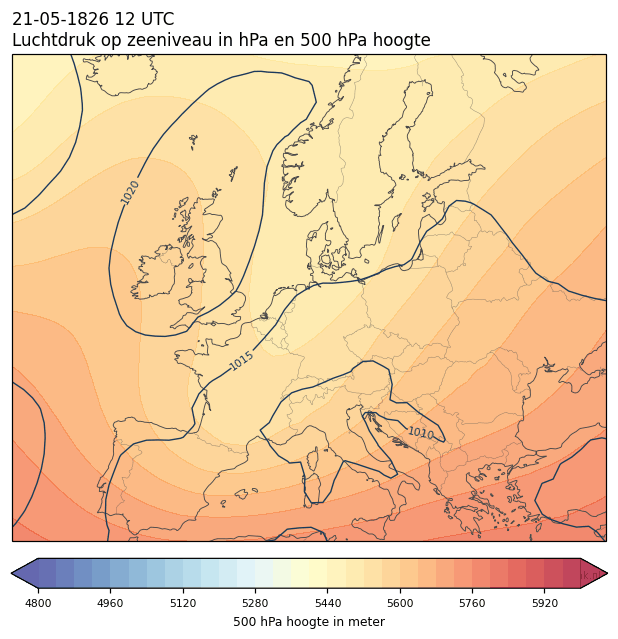 Weerkaart van 21 mei 1826 om 12 UTC