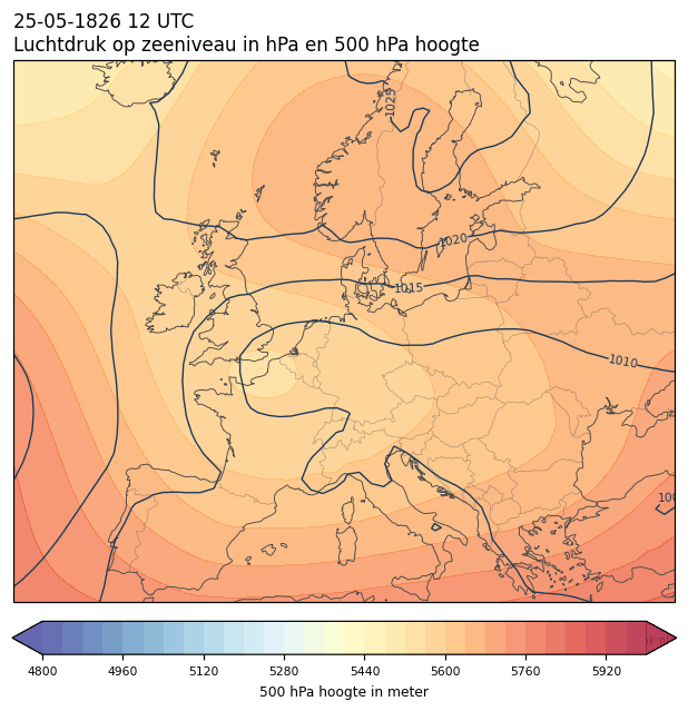Weerkaart van 25 mei 1826 om 12 UTC