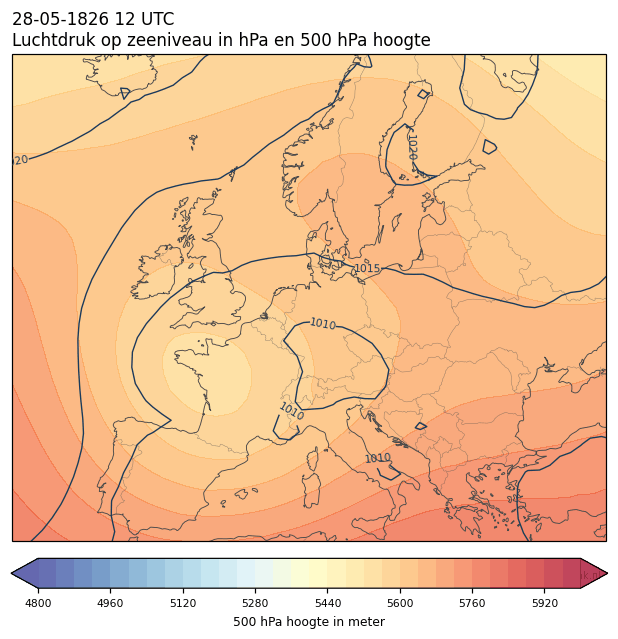 Weerkaart van 28 mei 1826 om 12 UTC