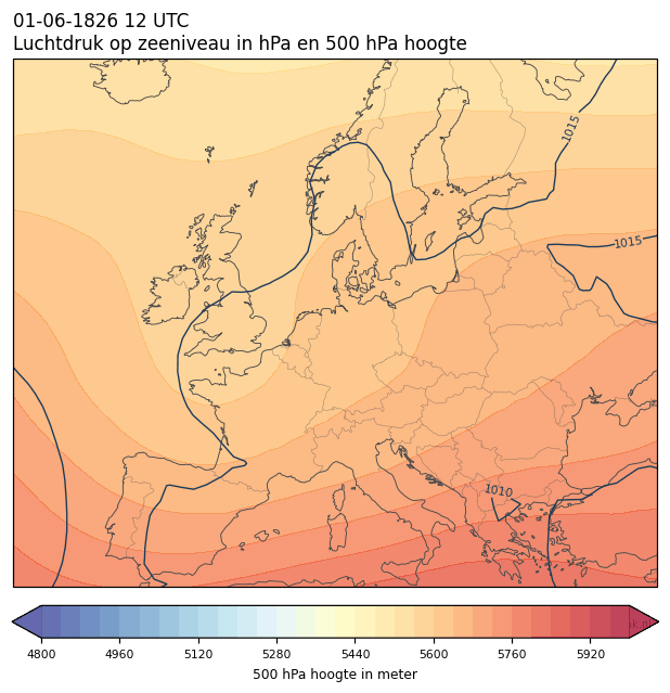 Weerkaart van 1 juni 1826 om 12 UTC