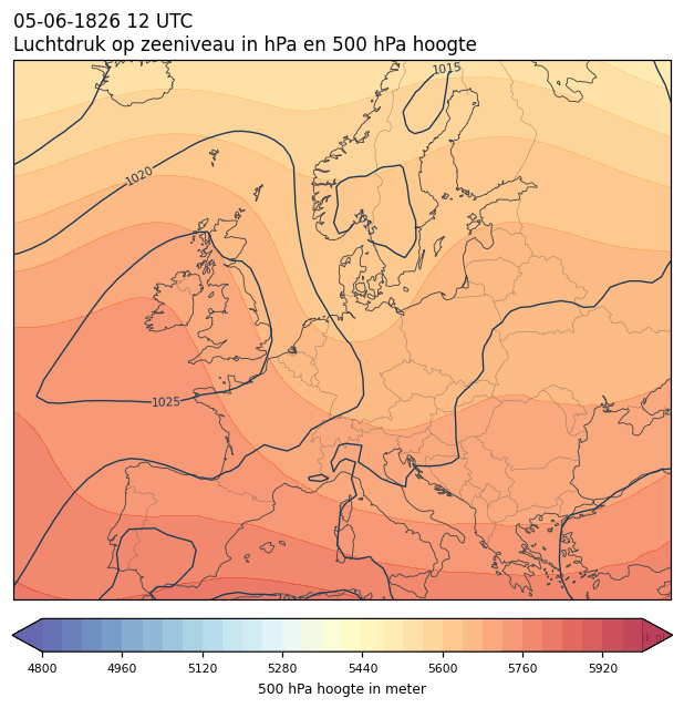 Weerkaart van 5 juni 1826 om 12 UTC