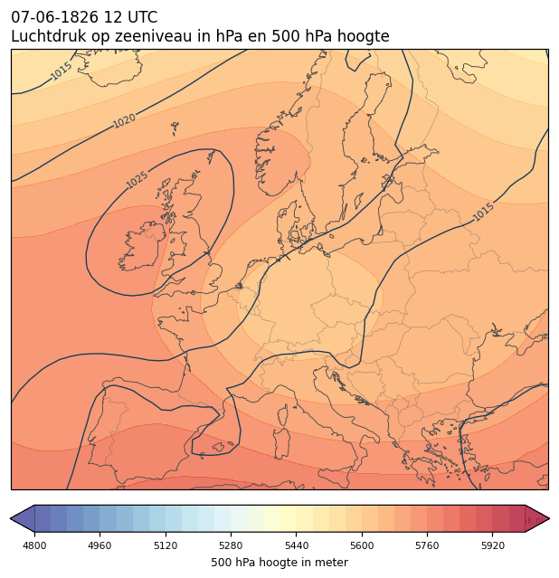 Weerkaart van 7 juni 1826 om 12 UTC