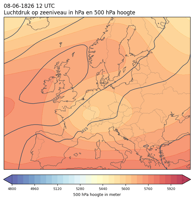 Weerkaart van 8 juni 1826 om 12 UTC