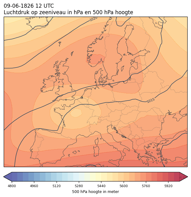 Weerkaart van 9 juni 1826 om 12 UTC