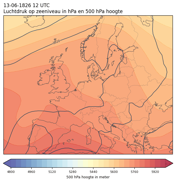 Weerkaart van 13 juni 1826 om 12 UTC