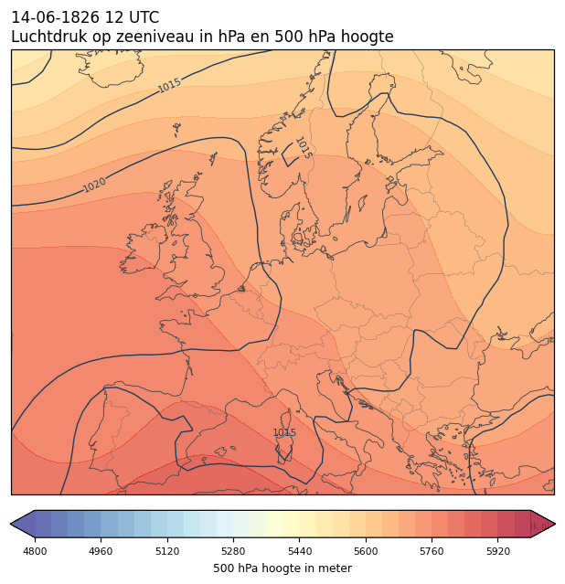 Weerkaart van 14 juni 1826 om 12 UTC