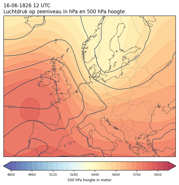 Weerkaart van 16 juni 1826 om 12 UTC