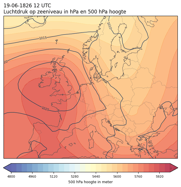 Weerkaart van 19 juni 1826 om 12 UTC