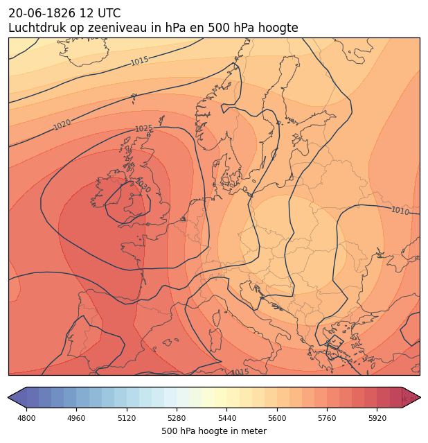 Weerkaart van 20 juni 1826 om 12 UTC