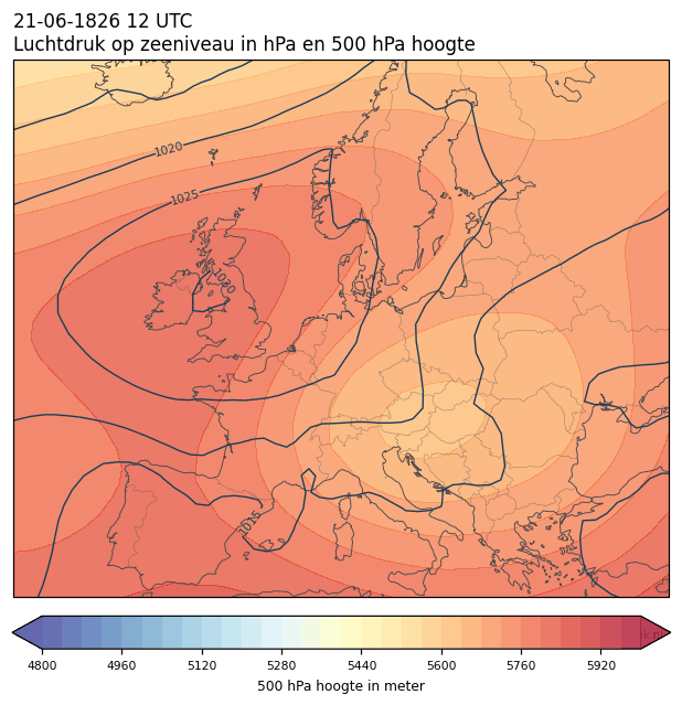 Weerkaart van 21 juni 1826 om 12 UTC