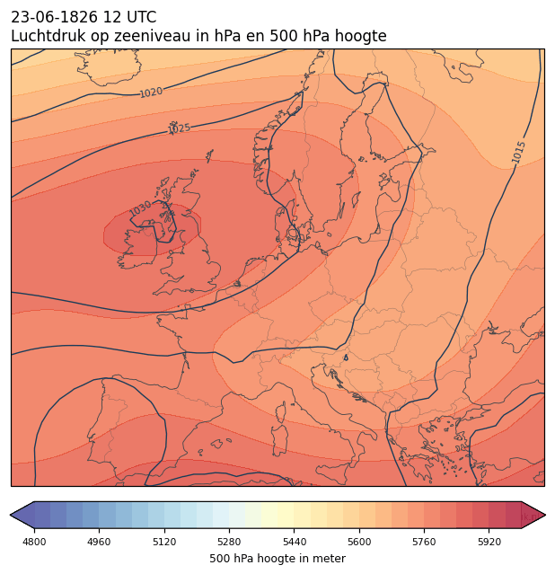 Weerkaart van 23 juni 1826 om 12 UTC