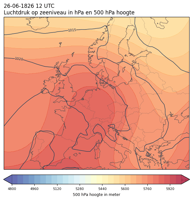 Weerkaart van 26 juni 1826 om 12 UTC
