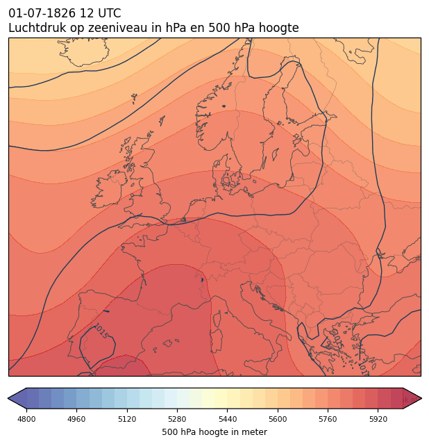 Weerkaart van 1 juli 1826 om 12 UTC