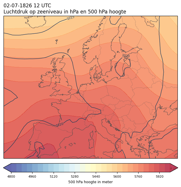 Weerkaart van 2 juli 1826 om 12 UTC