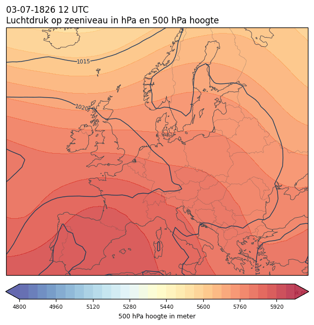 Weerkaart van 3 juli 1826 om 12 UTC