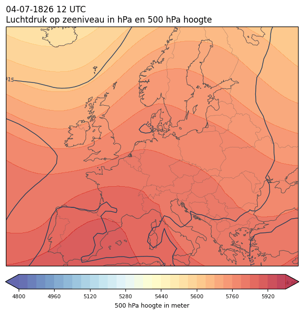 Weerkaart van 4 juli 1826 om 12 UTC