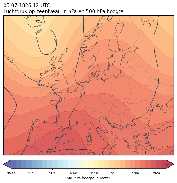 Weerkaart van 5 juli 1826 om 12 UTC