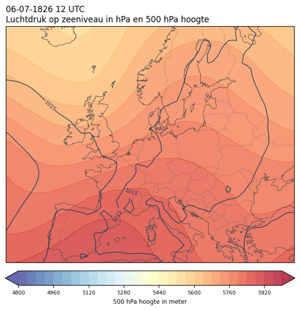 Weerkaart van 6 juli 1826 om 12 UTC