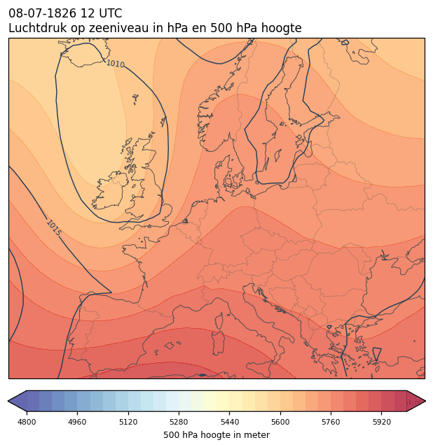 Weerkaart van 8 juli 1826 om 12 UTC