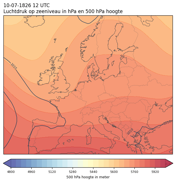 Weerkaart van 10 juli 1826 om 12 UTC