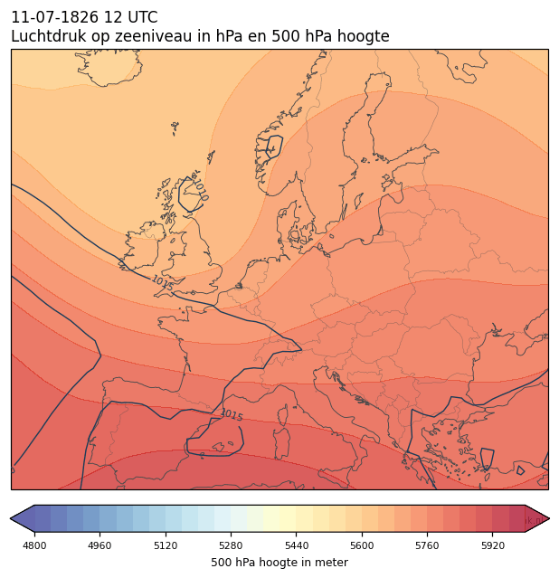 Weerkaart van 11 juli 1826 om 12 UTC