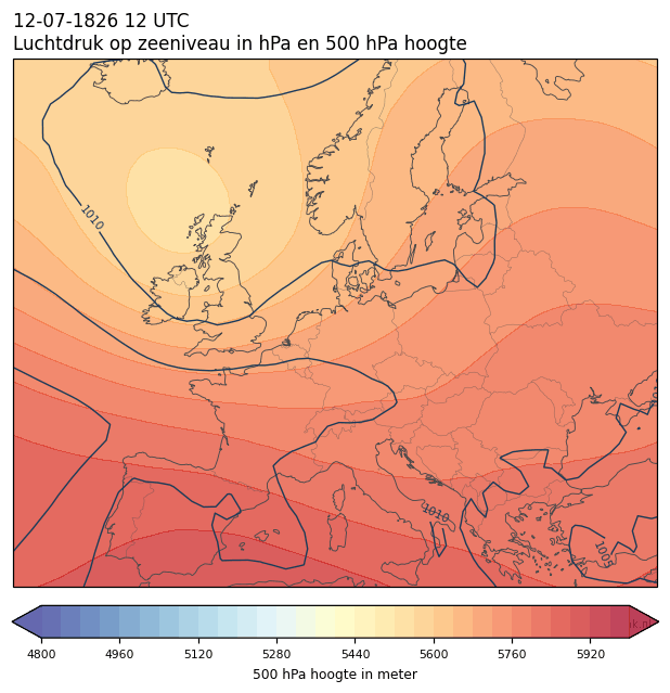 Weerkaart van 12 juli 1826 om 12 UTC