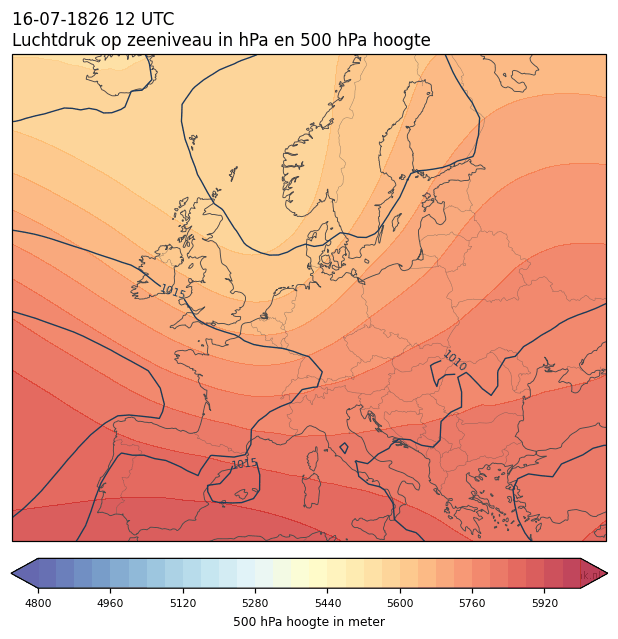 Weerkaart van 16 juli 1826 om 12 UTC